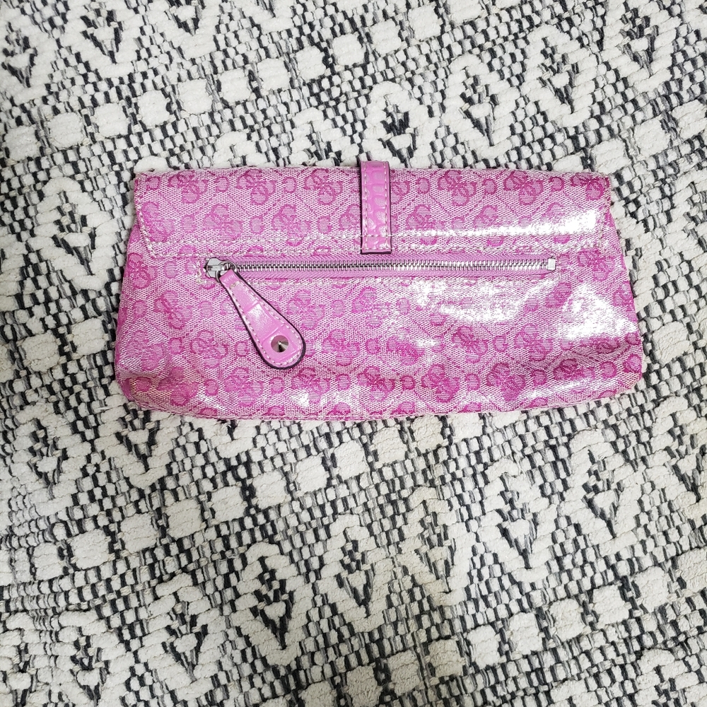GUESS Pink Monogram Clutch - Picture 2 of 10